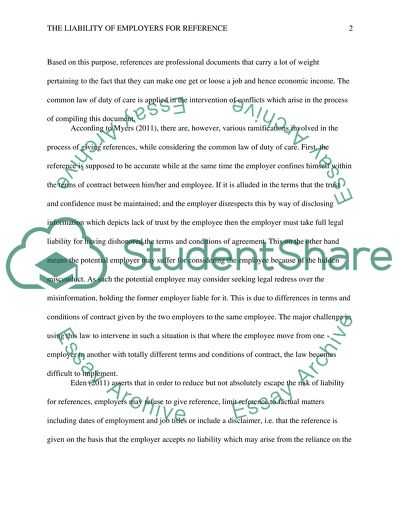 The Liability of the Employers in the Process of Issuance of References