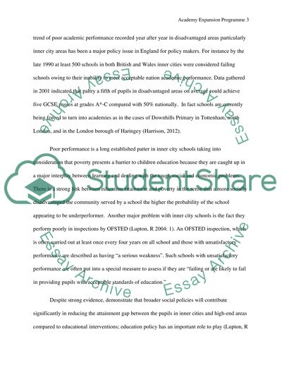 The Academy Expansion Programme And The Newly Implemented Free School Programme