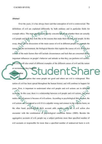 Causes of Evil and Their Nature