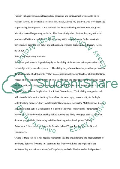 Self Regulation and Adolescent Choices