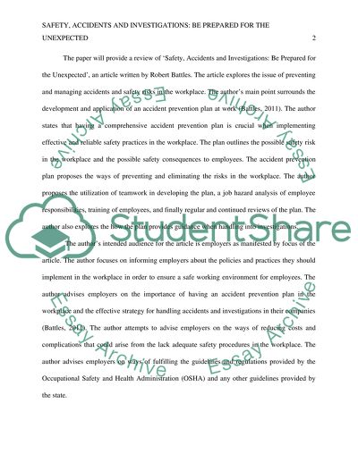 Occupational Health and Safety