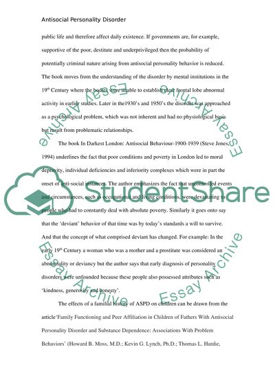 History of antisocial personality disorder