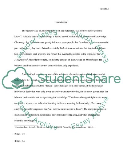 An Analysis of Aristotles Claim