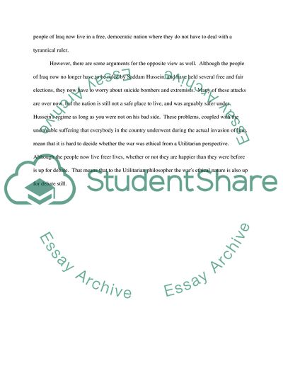 The Wars Ethical Nature According to Utilitarian Ethics