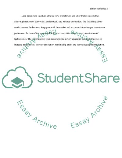 Lean Manufacturing Tactic