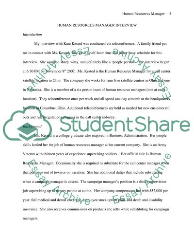 Human Resources Manager Interview