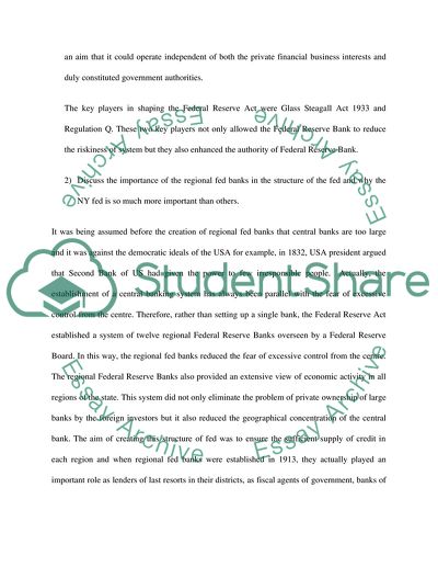 The Primary Reasons for the Creation of Central Banks Especially in the U.S