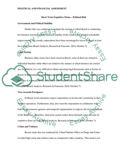 Editing Summary Notes Of Political And Financial Assessment