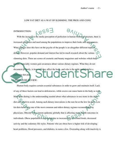 Low Fat Diet as a Way Of Slimming, the Pros and Cons