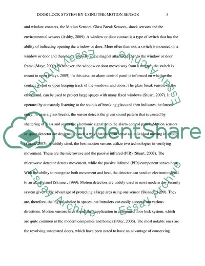 Door Lock System by using the Motion Sensor