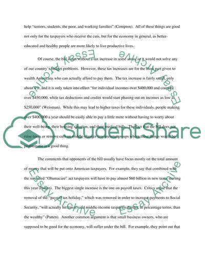The Benefits of Obamas Tax Bill. Why new tax legislation is good Persuasive essay