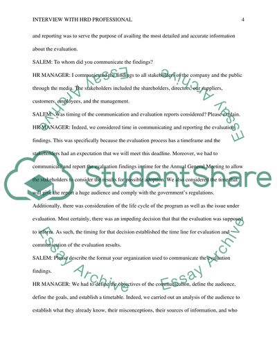 Interview with HRD professional