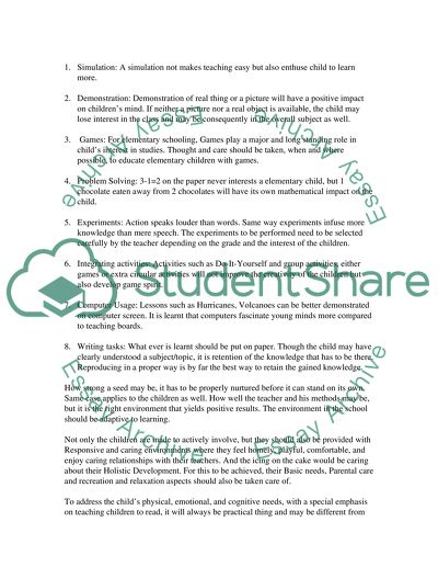 Teaching to the Elementary School Children