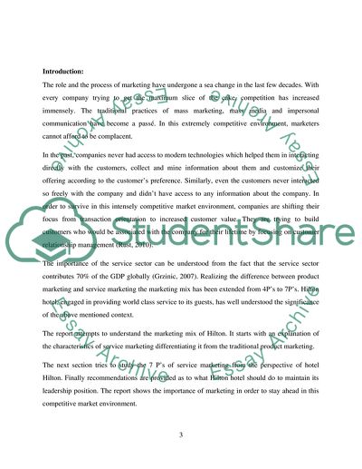 The 7 Ps of Service Marketing in Hilton Hotel Corporation