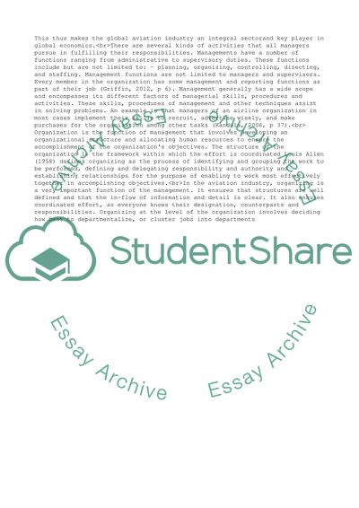 Management in Air Transport