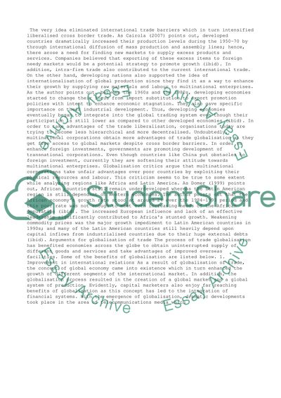 Globalisation of Trade