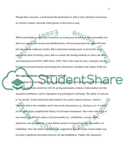 HMO versus Personality and Psychological Assessments