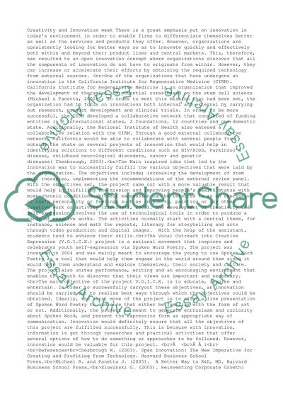 Creativity and Innovation week 1