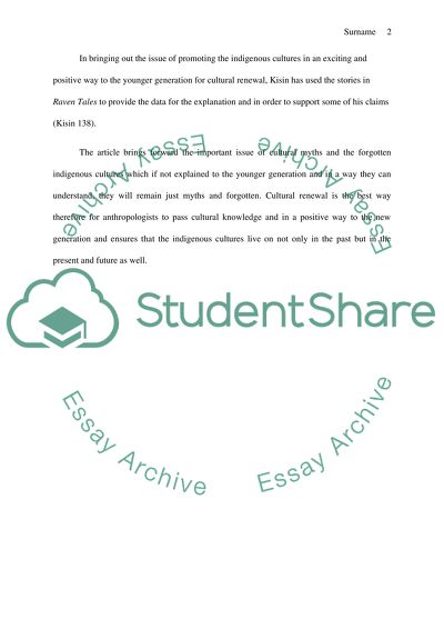 The Important Issue of Cultural Myths and Indigenous Cultures