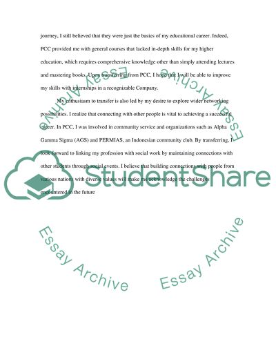 My Reasons for Transferring and the Objectives