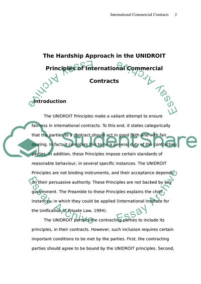 UNIDROIT Principles of International Commercial Contracts