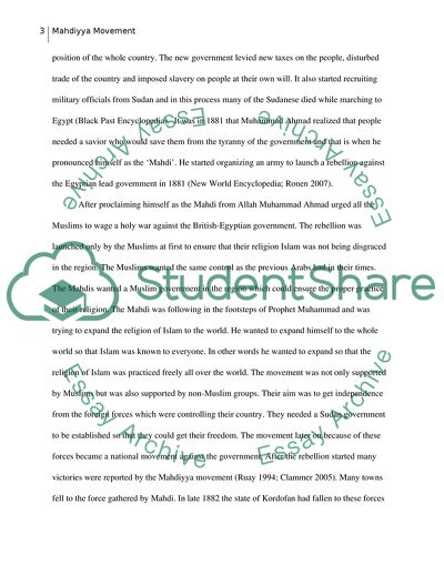 Al Mahdiyya Movement in Sudan