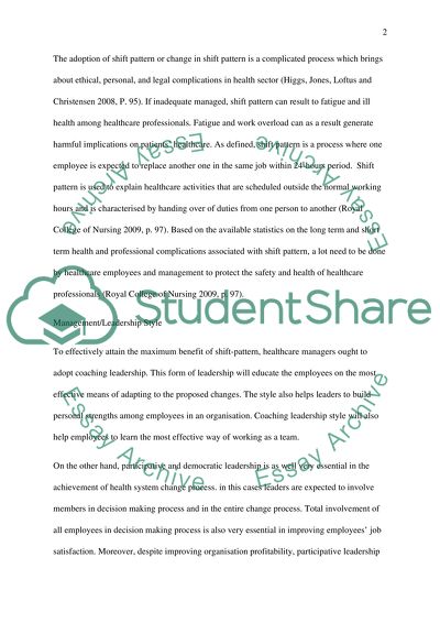 Effective Ways of Managing Shift Pattern in Health System