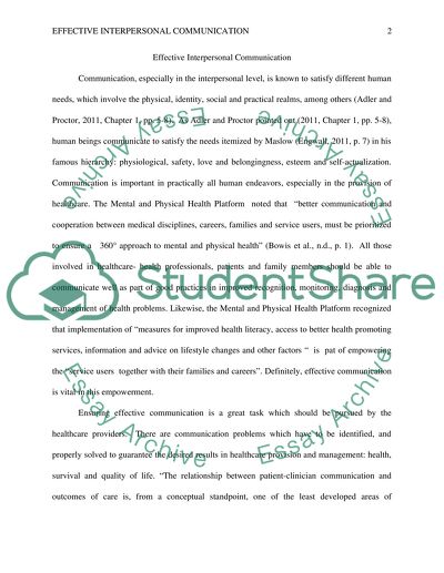 Healthcare Interpersonal Communication