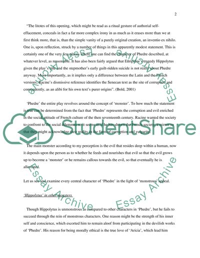 The Central Characters in Phdre by Jean Racine