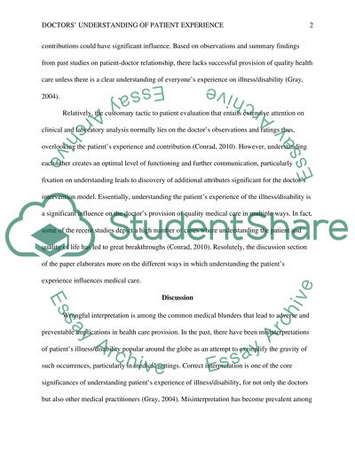 Doctors Understanding of Patient Experience