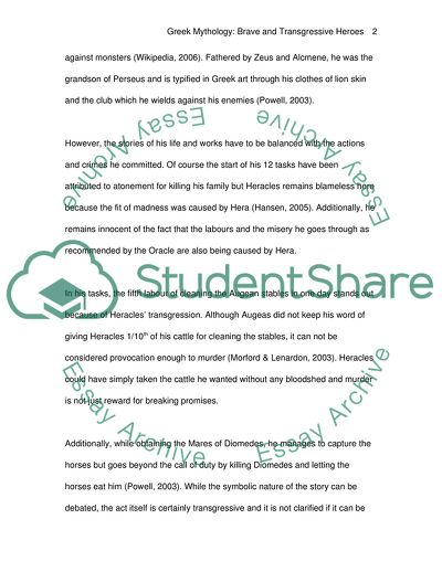 Greek Mythology: Brave and Transgressive Heroes