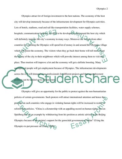 Benefits and Drawbacks for Host Nations in Conducting an Olympics