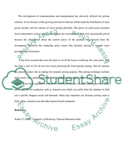 Principles of Marketing: Dynamic and Fixed Pricing