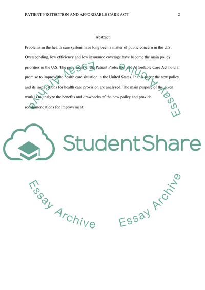 The Patient Protection and Affordable Care Act