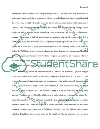 Water-Energy Crisis in Central Asia