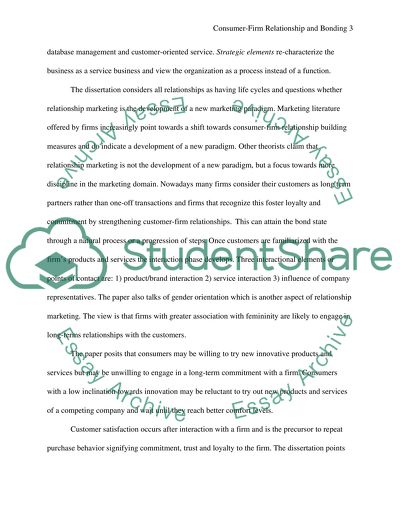 Consumer-Firm Relationship and Bonding