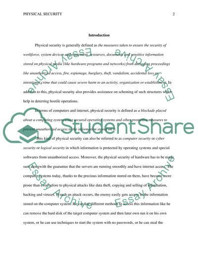 Physical Security Related to Computer Systems Term Paper