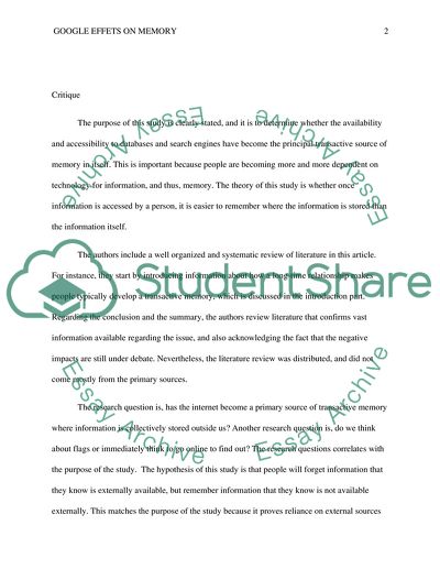 Google Effects on Memory