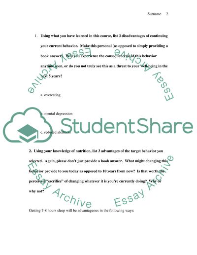 Improving Eating and Health Behavior