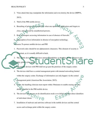 Mobile device policy in healthcare