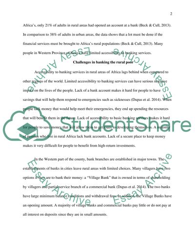 Challenges in Banking the Rural Poor: Evidence from Kenyas Western Province