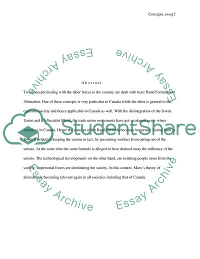 Two Concepts: Rand Formula, Alienation