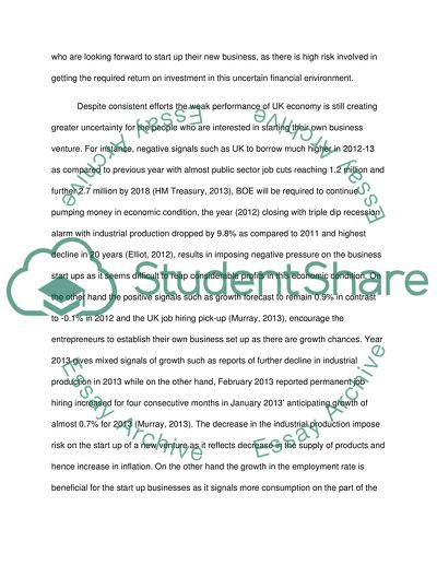 Assessment of The Economic Climate in Britain, Pertaining to Starting up a New Business