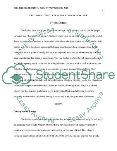 Child hood obesity in elementary school age