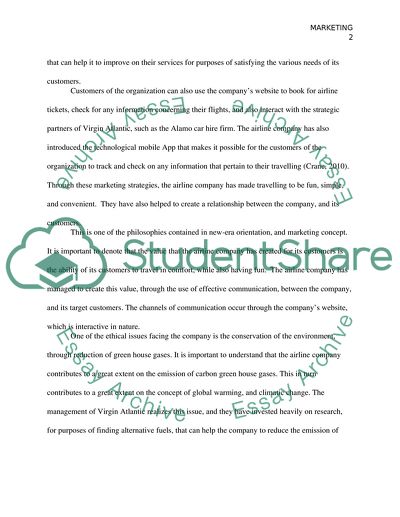 Marketing Concepts of Virgin Atlantic