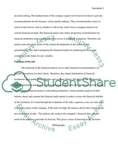 The Role Of The Financial Analysts In The Financial Sector