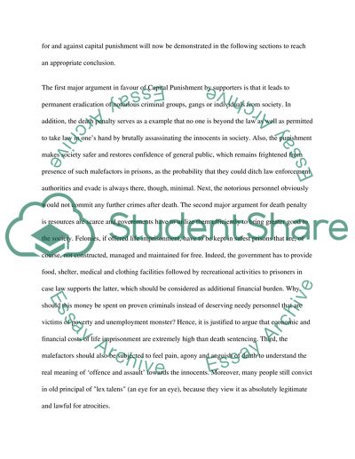 Arguments in Favor of Capital Punishment and its Alternatives