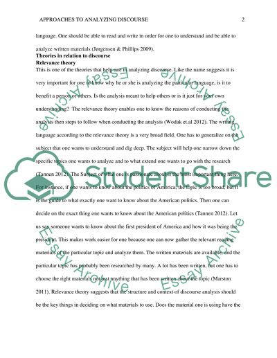 Approaches to Analyzing Discourse