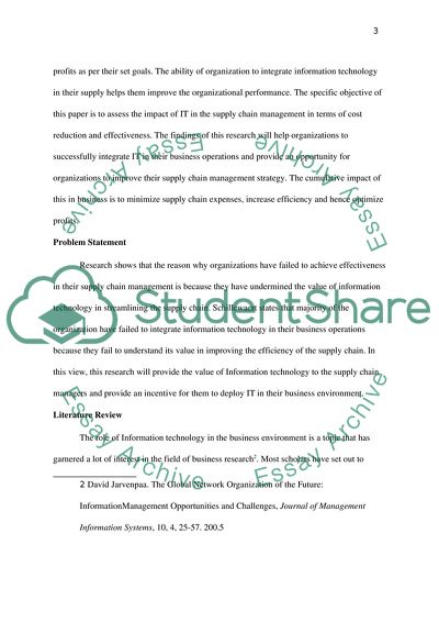 The Impact of Information Technology on the Supply Chain Management in Business Operations