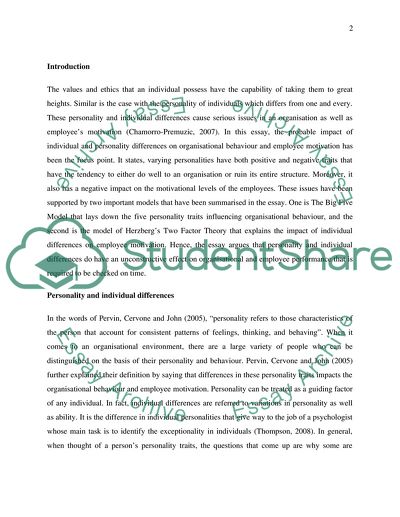 How personality and individual differences effect on motivation